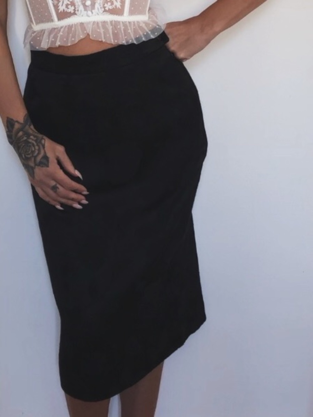 Vintage Lanvin Paris Black Midi Skirt